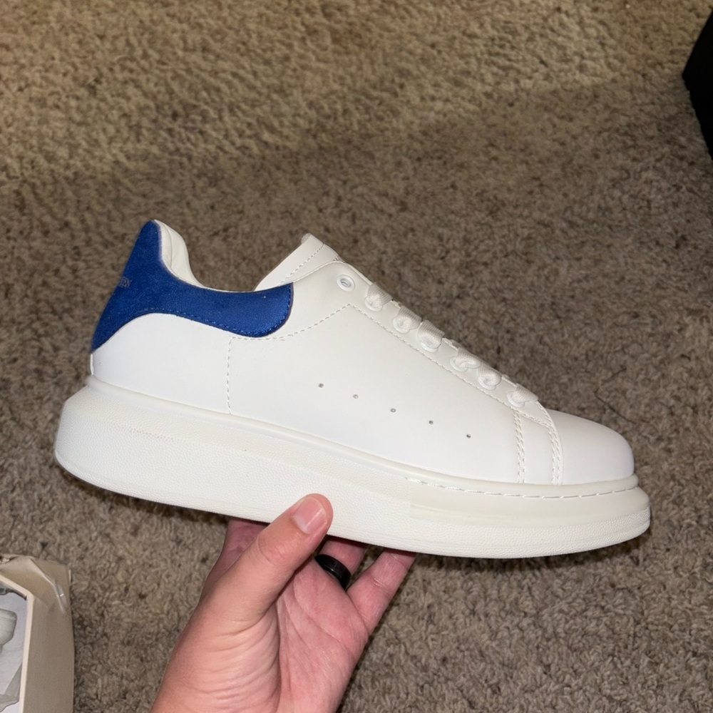 Alexander McQueen white and blue suede